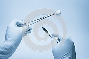 Hands of surgeon and assistent nurse