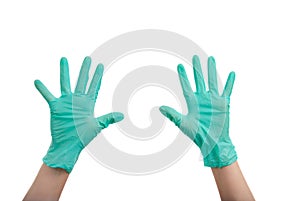 Hands in surgical gloves