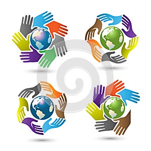 Hands surrounding earth vector