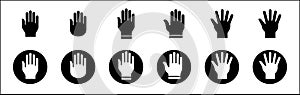 Hands symbol collection. Palm hand icons. Hand icon. Hands icon symbol of participate, volunteer, stop, vote. Vector stock graphic photo