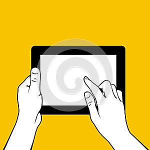 Hands with tablet pc - finger touch
