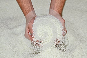 Hands testing regrind