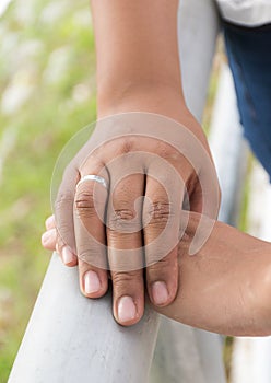 Hands touching