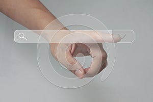 Hands touching button screen interface global connection customer networking