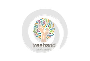 Hands Tree Logo design vector. Helping Charity Logo