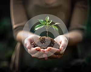 In the hands of trees growing seedlings