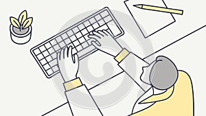 Hands typing on a computer keyboard, productivity and digital work, vector design Generative AI