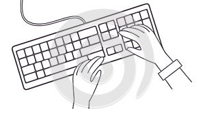 Hands Typing on a Computer Keyboard, Productivity and Work, vector design Generative AI
