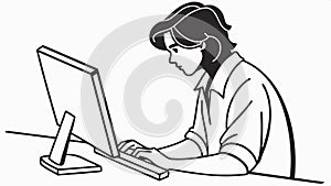 Hands Typing on Computer Keyboard, vector design Generative AI