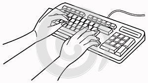 Hands Typing on Computer Keyboard, vector design Generative AI