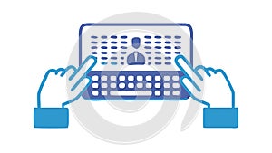 Hands Typing on Computer Keyboard Vector Illustration, vector design Generative AI