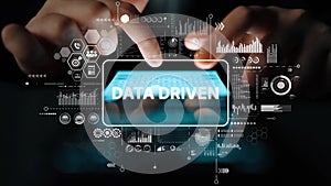Hands Typing on Digital Keyboard Surrounded by Data Visualization and Analytics in a Modern Technology Concept
