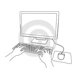 Hands Typing on Keyboard, Digital Productivity, vector design Generative AI