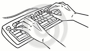 Hands Typing on Keyboard, Digital Work, Technology Use, vector design Generative AI
