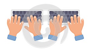 Hands Typing on a Keyboard Outline Illustration, vector design Generative AI
