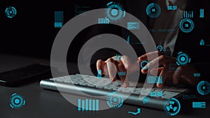 Digital Interface with Data Visualization and User Interaction on Keyboard for Technology and Business Analysis in Dark