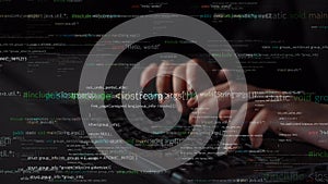 Hands Typing on Keyboard Surrounded by Lines of Code, Programming Concepts, Software Development, Computer Science