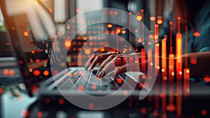 Hands Typing on Laptop.AI generated image