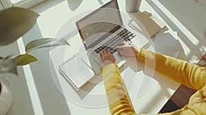 The workspace with laptop.AI generated image