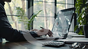 The Hands Typing on Laptop. AI generated