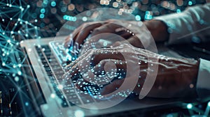 The Hands Typing on Laptop.AI generated image