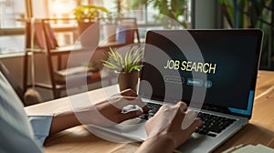 The job search on laptop.AI generated image