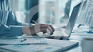 Hands Typing on Laptop Keyboard.AI generated image