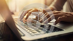 The hands on keyboard.AI generated image