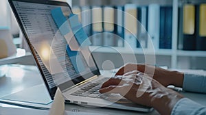 The hands typing on laptop.AI generated image