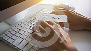 Hands on computer keyboard. AI generated