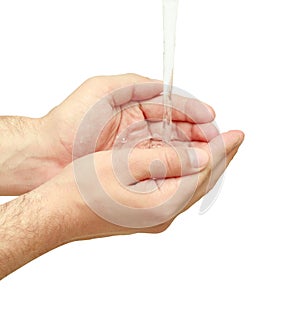 Hands under running water