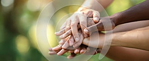 The Hands of Unity Symbolizing Cooperation and Togetherness in Nature. AI generated image