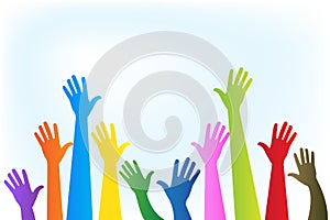 Hands up colorful logo vector image template