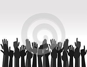 Hands up Colors, Voting hand Raised up, Election concept. Vector