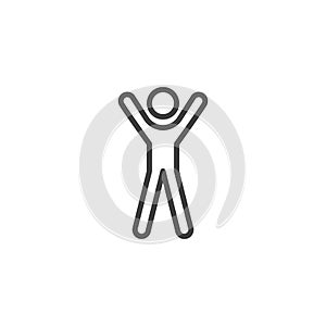 Hands up exercise line icon