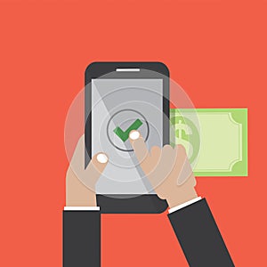 Hands Using Internet Banking On Smart Phone