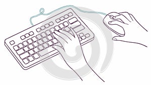 Hands Using Keyboard and Mouse for Computer Work, vector design Generative AI