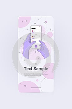 hands using mobile translation application multilingual greeting international communication online dictionary