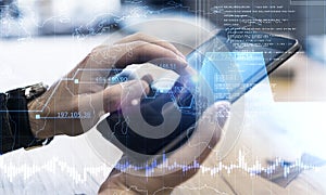 Hands using programming smartphone