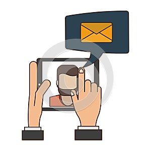 Hands using samrtphone for email sending