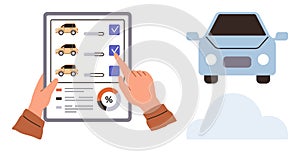 Car Selection Process with Digital Checklist and Vehicle Representation