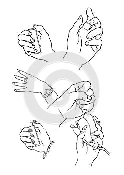 Hands in various positions