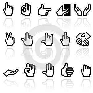 Hands vector icons set. EPS 10.