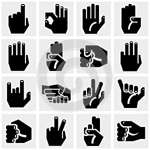 Hands vector icons set on gray