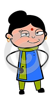 Hands on waist Cartoon Indian Lady