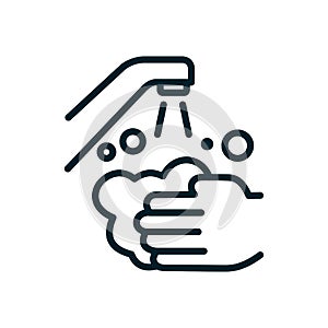 Hands Wash Water Faucet Icon Vector