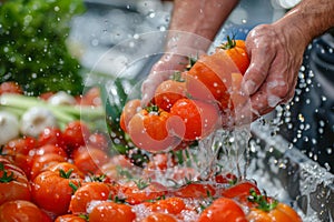 Hands washing vegetable vegetables fruits fresh organic food diet eco non-processed supply cooking sink household photo