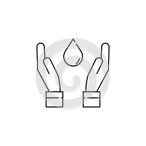 Hands with water drop icon