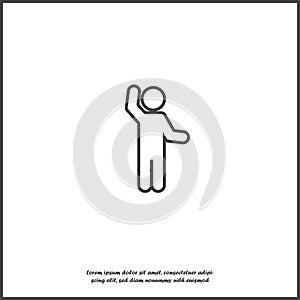 Hands waving gesture silhouette of man. Vector icon gesture on white isolated background