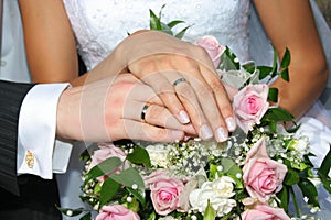 Hands with wedding rings photo